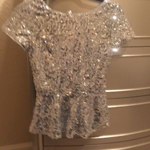 SEQUINS PEPLUM TOP CASUAL COUTURE BLOUSE
